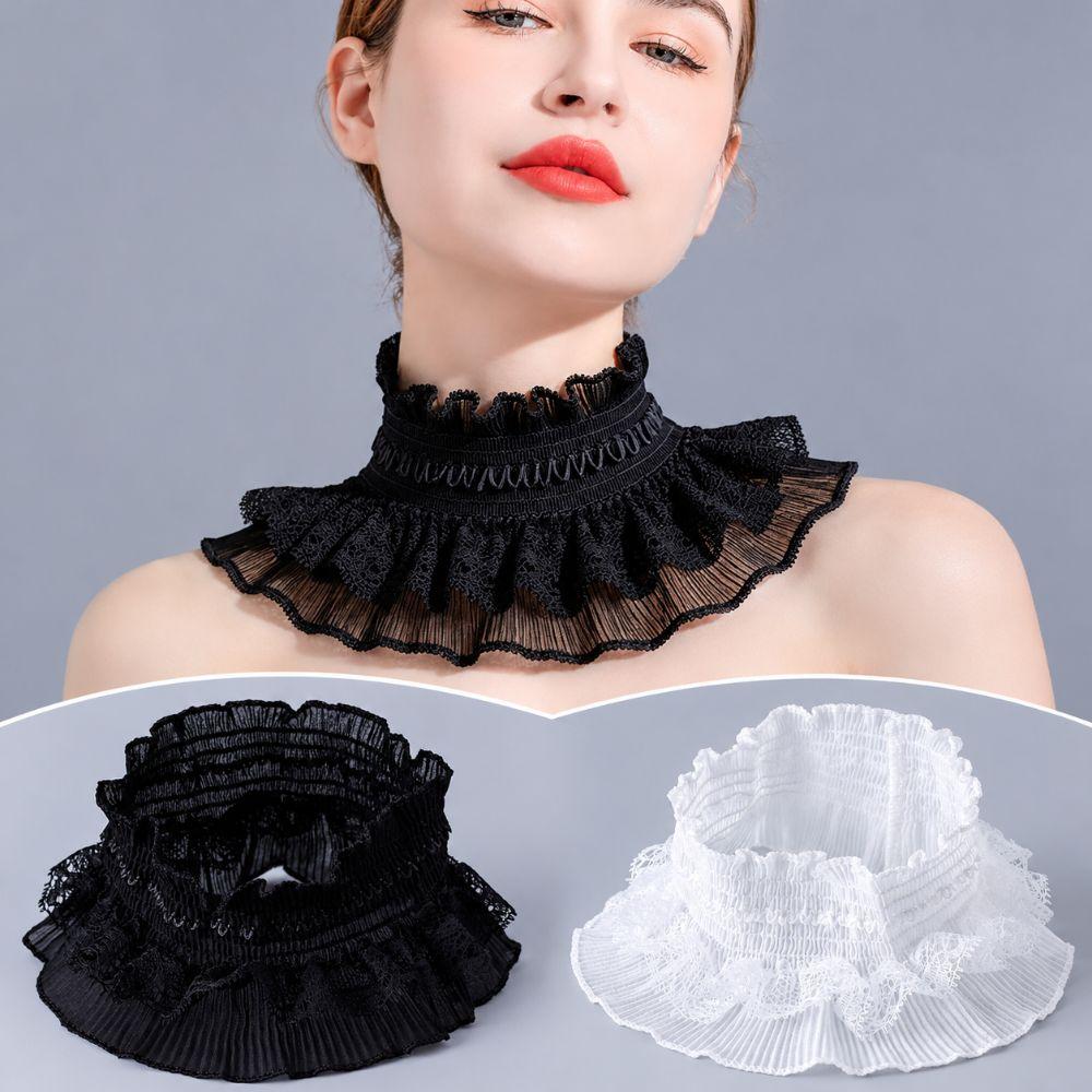 Ruffle Trim Lace Collar White Black Wrist Cuffs Clothing Accessory Fake Cuffs Daily Outfit