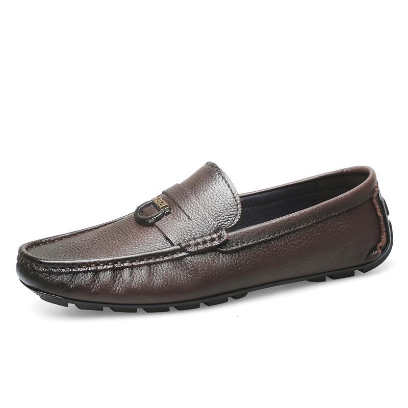 Men s Large Cowhide Slip-On Driving Loafers: Business Casual Lazy Shoes 37 коричневый
