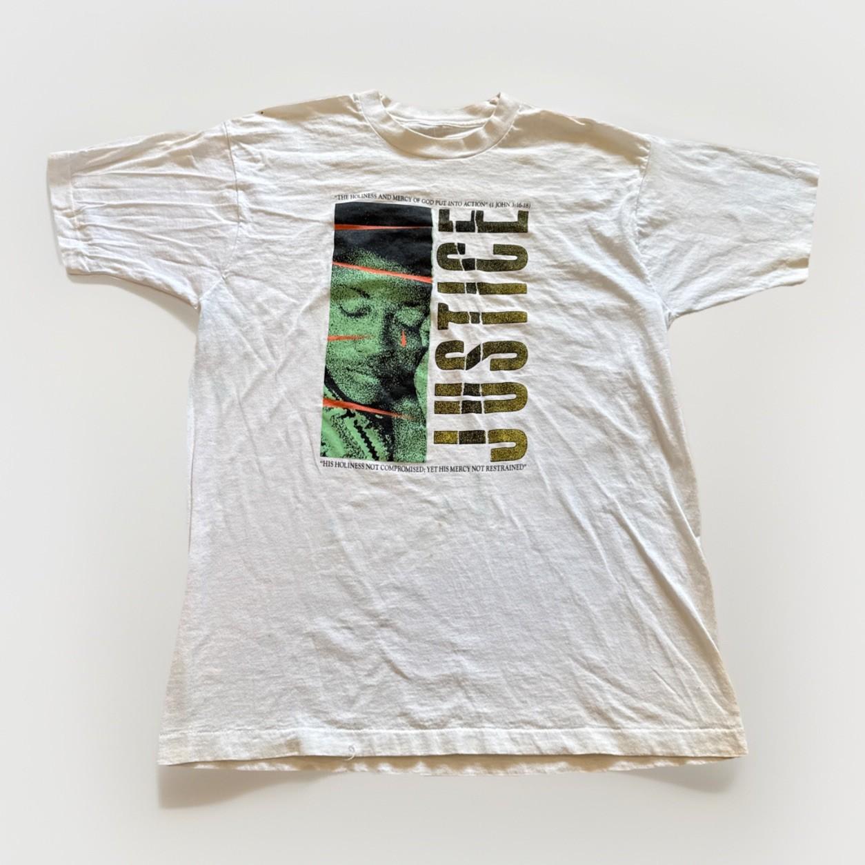 Jesus Shirt Mens XL Justice God Christian Vintage 90s Distressed Religious S