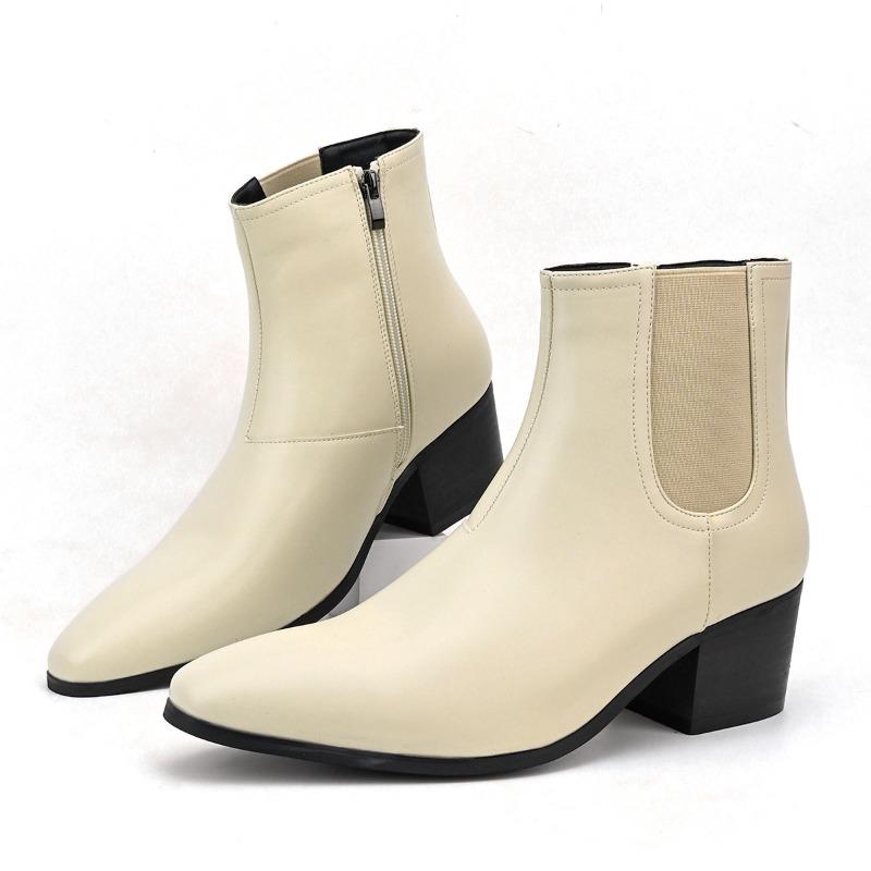 Fashion New Chelsea Boots for Men Fashion High Heels Short Boots High Top Platform Boots Men's Shoes Height Increase Botas Para Hombre