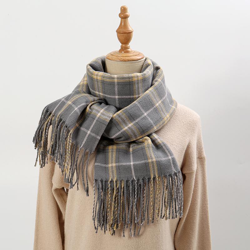 

Luxury Plaid Prined Pashmina Shawls Tassels Scarf Woman Winter Warm Scarves Fashion Cashmerw Like Muffler Neckerchief Foulard