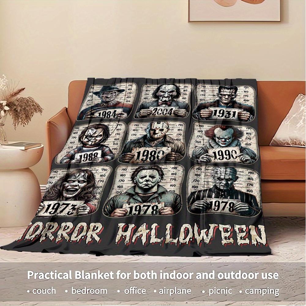 1pc Horror,Halloween,CharactersTheme Digital Printed Flannel Blanket, Super Soft Plush Fleece Bed Cover, Multi-Function Four Seasons Hypoall