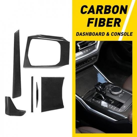 Carbon Fiber Dashboard & Console Control Panel Trim Cover ABS For BMW 3' G20 G21
