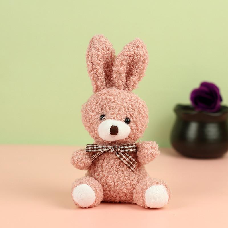 Cartoon Lovable Style Rabbit Plush Toy With Bow Tie Ideal For Backpacks And Keychains