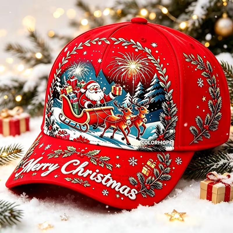 Exclusive for Red Christmas Hats, Santa Hats, Adults, Children, Digital Printing Casual Design