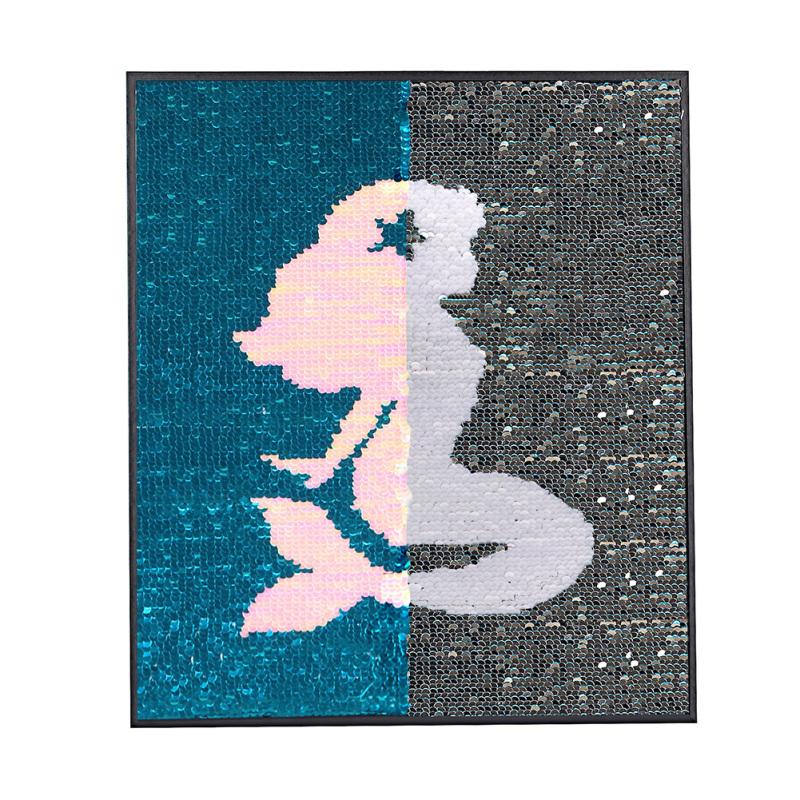 

Double-sided Reversible Sequin Frame Mermaid Pattern Home Wall Decoration 35X30CM