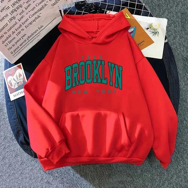 2025 New Arrival Women s Hoodie Urban Causal Fashion Brooklyn Print Sweatshirts fall winter Girls Home Outdoor Comfort Pullover S