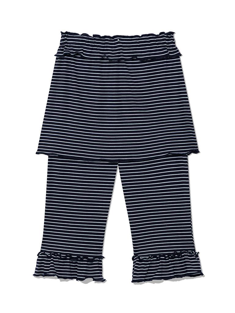 Eogeulliswedou Frill Capri Skirt Pants (Stripe Navy)