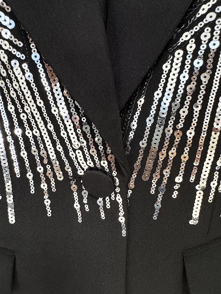 Skladem 2025 Evropská a americká celebrita Móda Korálkový flitrovaný vyšívaný oblek a kalhoty set