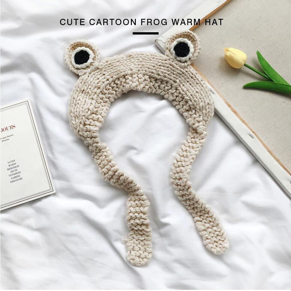 Winter Warm Knitted Hat Cartoon Design Adorable Cap Women Warm-keeping Hip Hop Hat Head Accessory