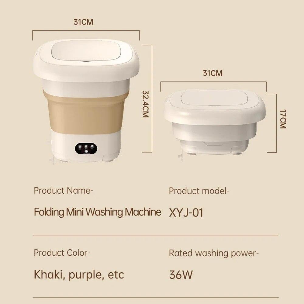 Folding Portable Washing Machine Big Capacity with Clothes Spin Dryer Bucket Travel Socks Underwear Panties Washing Machine