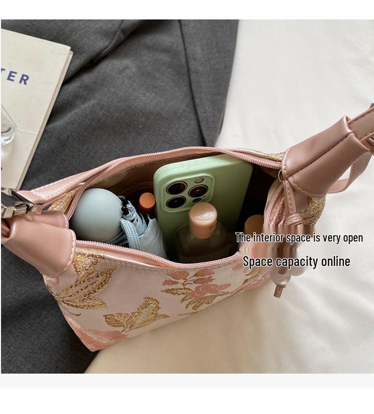 Chinese Embroidery Women's Versatile Underarm Crossbody Handbag
