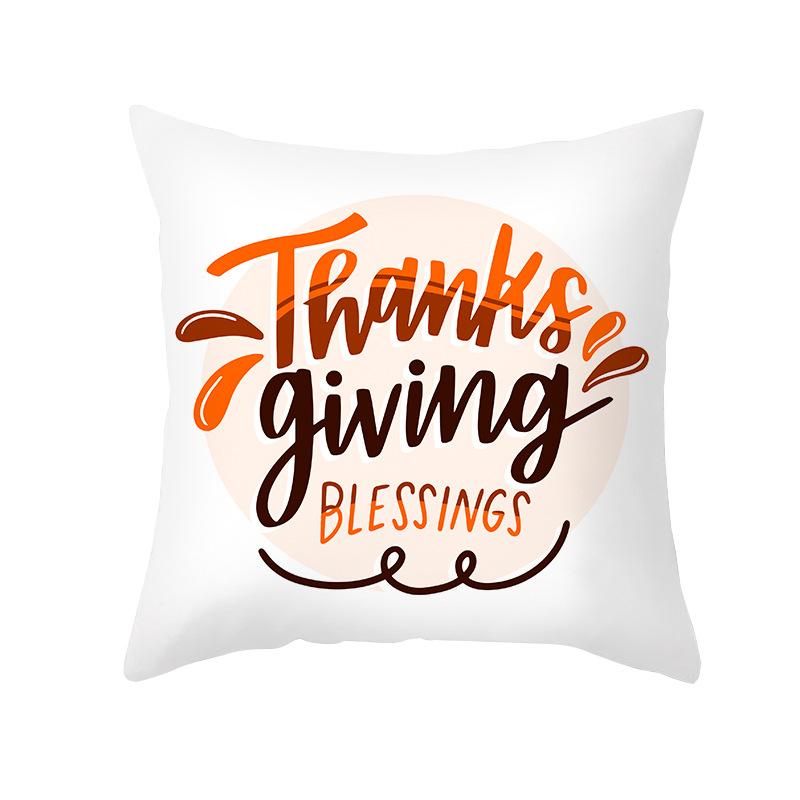 Autumn Harvest Thanksgiving Cushion Cover New Arrival Turkey Pumpkin Peach Skin Printed Cushion