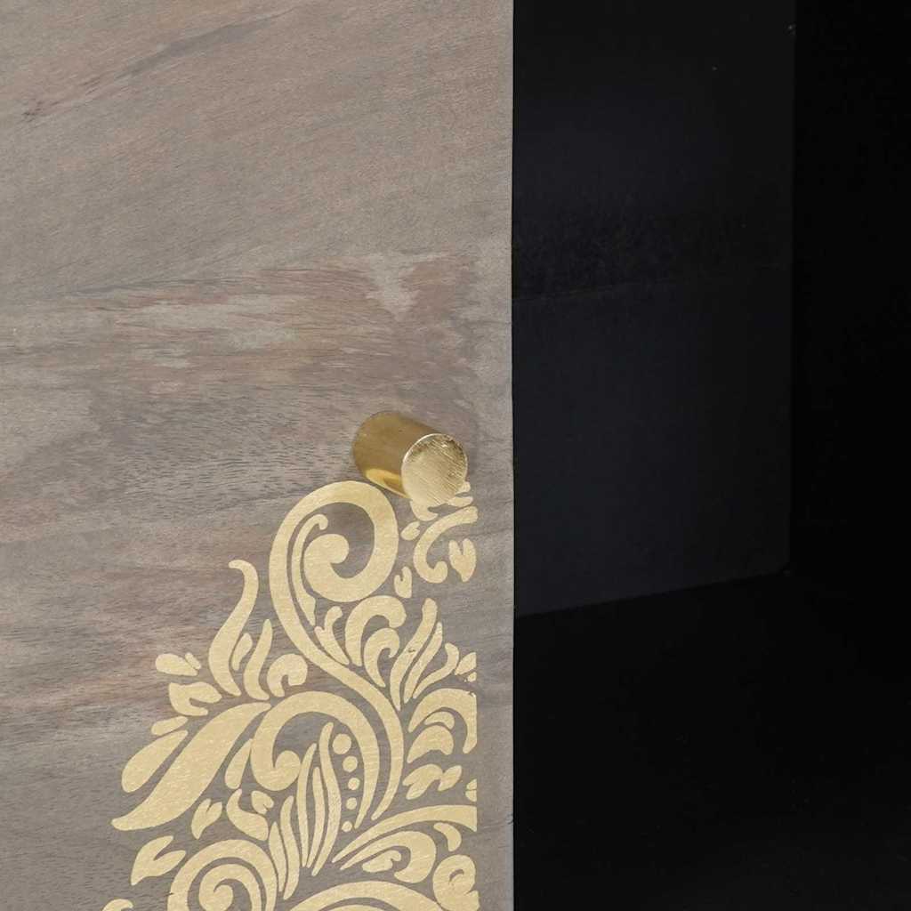 Sideboard Gray and Gold 80 x 33 x 75 cm Solid Mango Wood