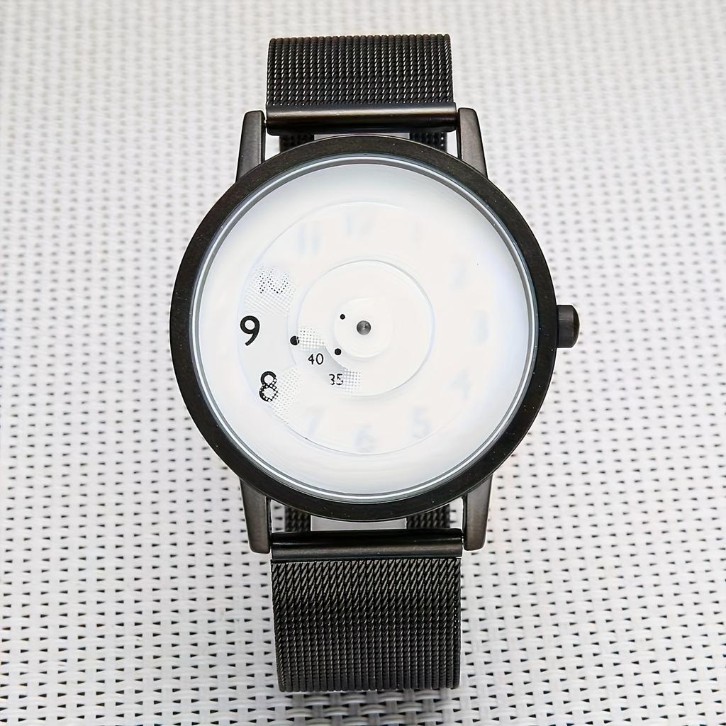 1pcSteel Band Creative Trend Pointless Style Watch Women's Simple and Elegant Style Black Technology Men's Watch
