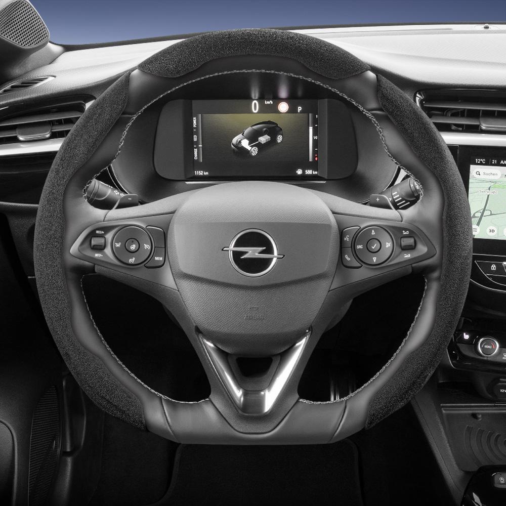 Suitable for Opel Sports Suede Steering Wheel Cover, Split Snap-On Anti-Slip Style, for Models Such As Corsa, Mokka, Astra, Grandland, Combo, Zafira, 