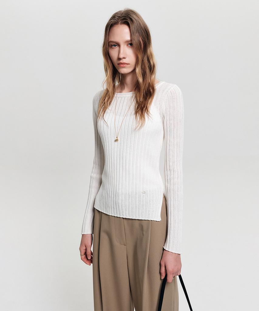 Lugkaeseuteu Ray Boat Neck Slim Knit_Ivory