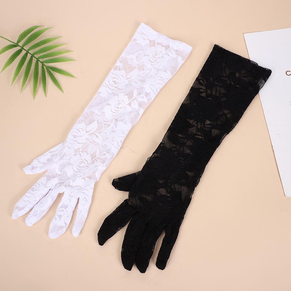 2026 Mid-Length Black Lace Vintage Wedding Dress Gloves for Photography