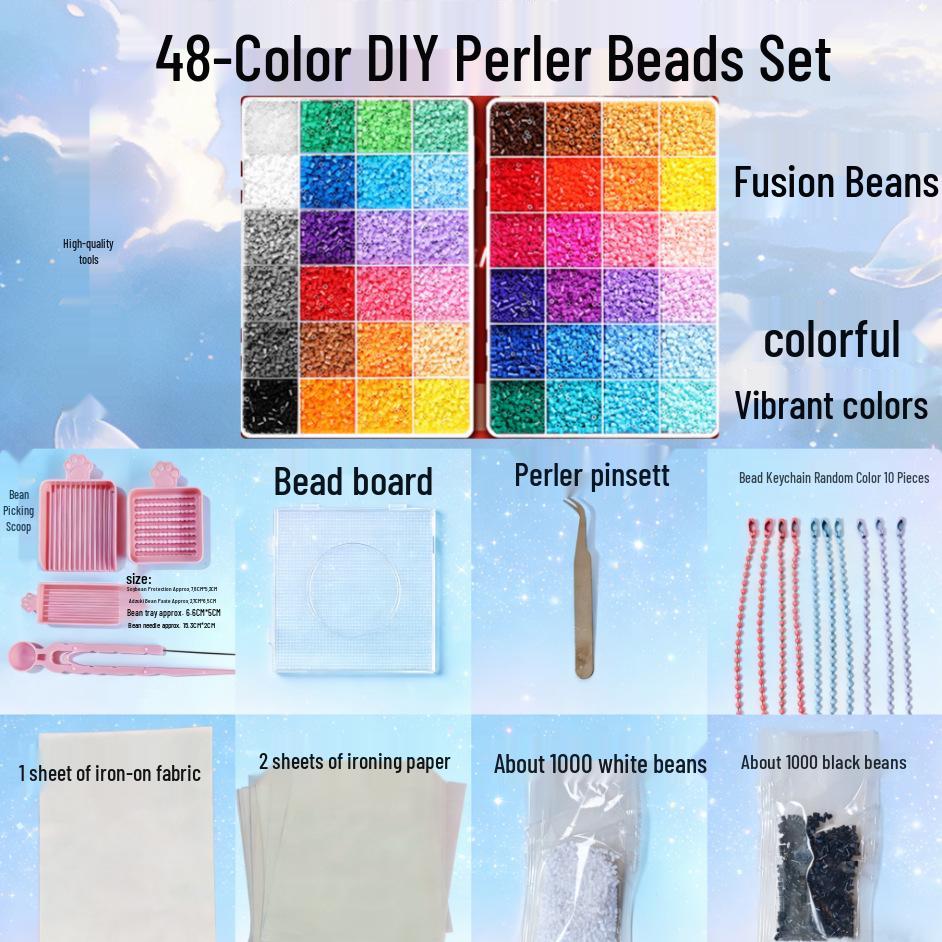 2.6mm Perler Beads Complete Set: 3D Puzzle, Fused Beads, DIY Tool Kit for Handmade Crafts.