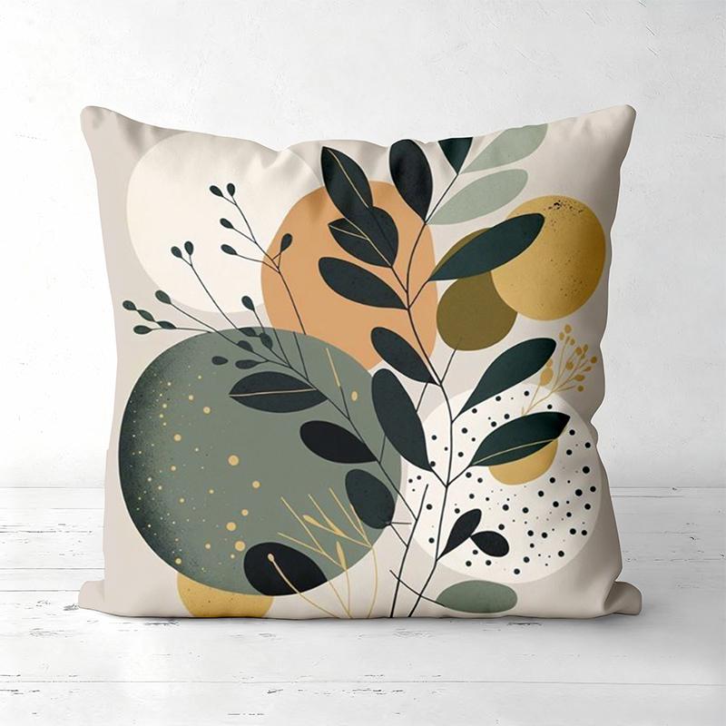 Modern Plant Pattern Throw Pillow Cushions Set Polyester Pillowcase, Sofa Decorative Cushion Cov Headboard Pillow