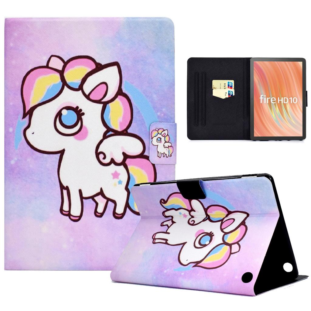 A2 For Amazon Fire HD 10 (2023) Case Pattern Printed PU Leather Tablet Cover with Card Slots