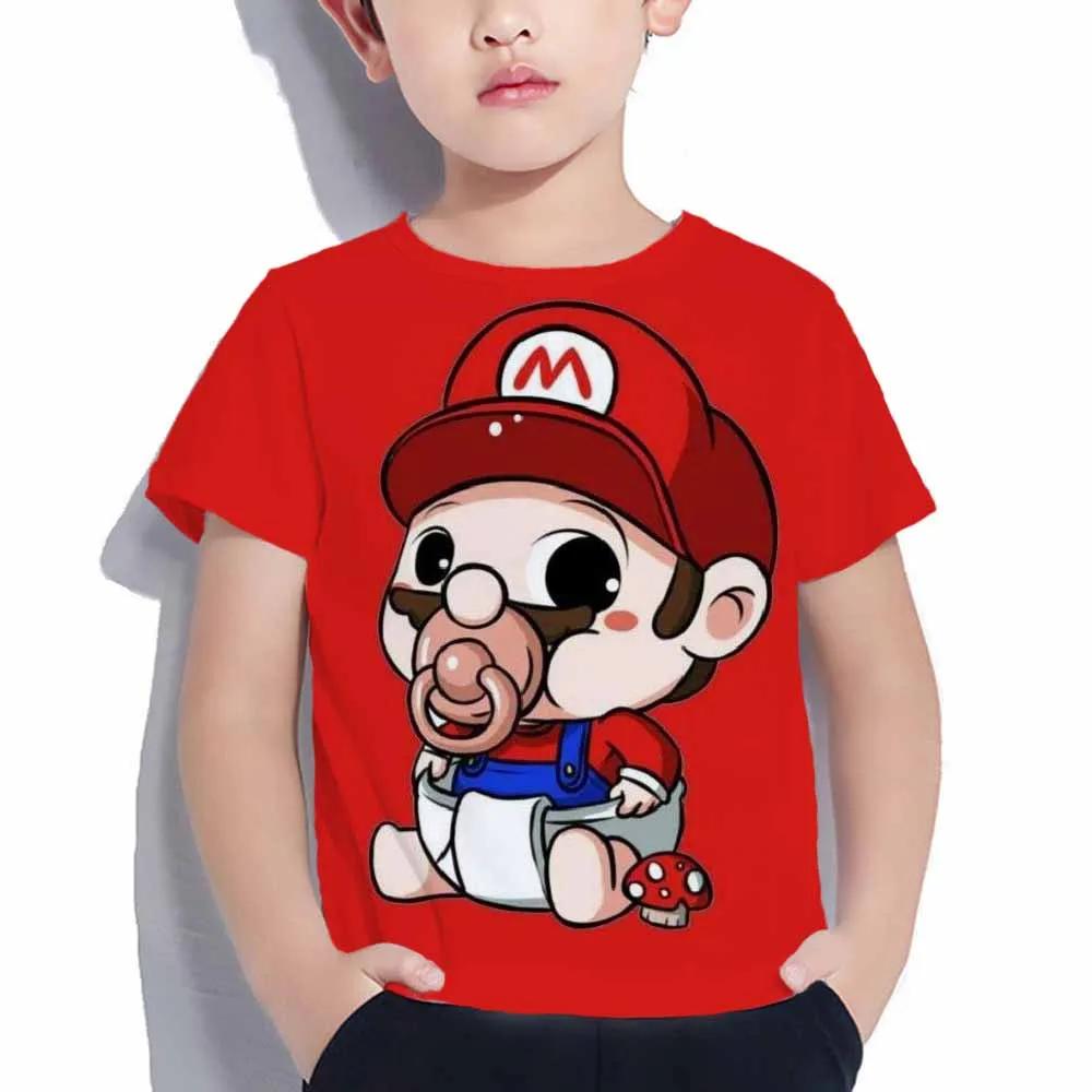 Maglietta Fashion Mario 2025 Abbigliamento per Bambini Top Maglietta per Ragazzi Maglietta Gioco Stampa 3D Maglietta Animazione Divertente Manica Corta Abbigliamento per Neonate
