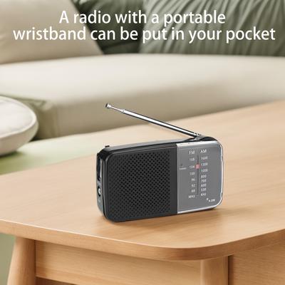 Portable Radio with Speaker Mini Transistor Radio with Strap Small Radio Telescopic Antenna for Running Cycling