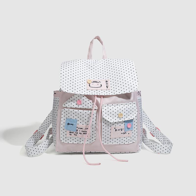 High value large capacity floral canvas backpack niche design girl heart student class backpack commuter schoolbag