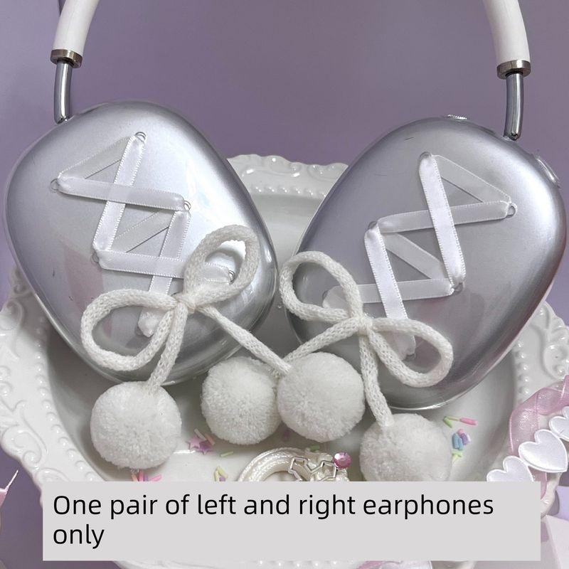 

Stuffed Bows Earphone Case Ballet Style Suitable for Apple Headset Earphone Sleeves Winter Young Adult Heart Silicone Transparent Protective Cover Airpods Max 1/2 generation [Neutral]] Digital Pet