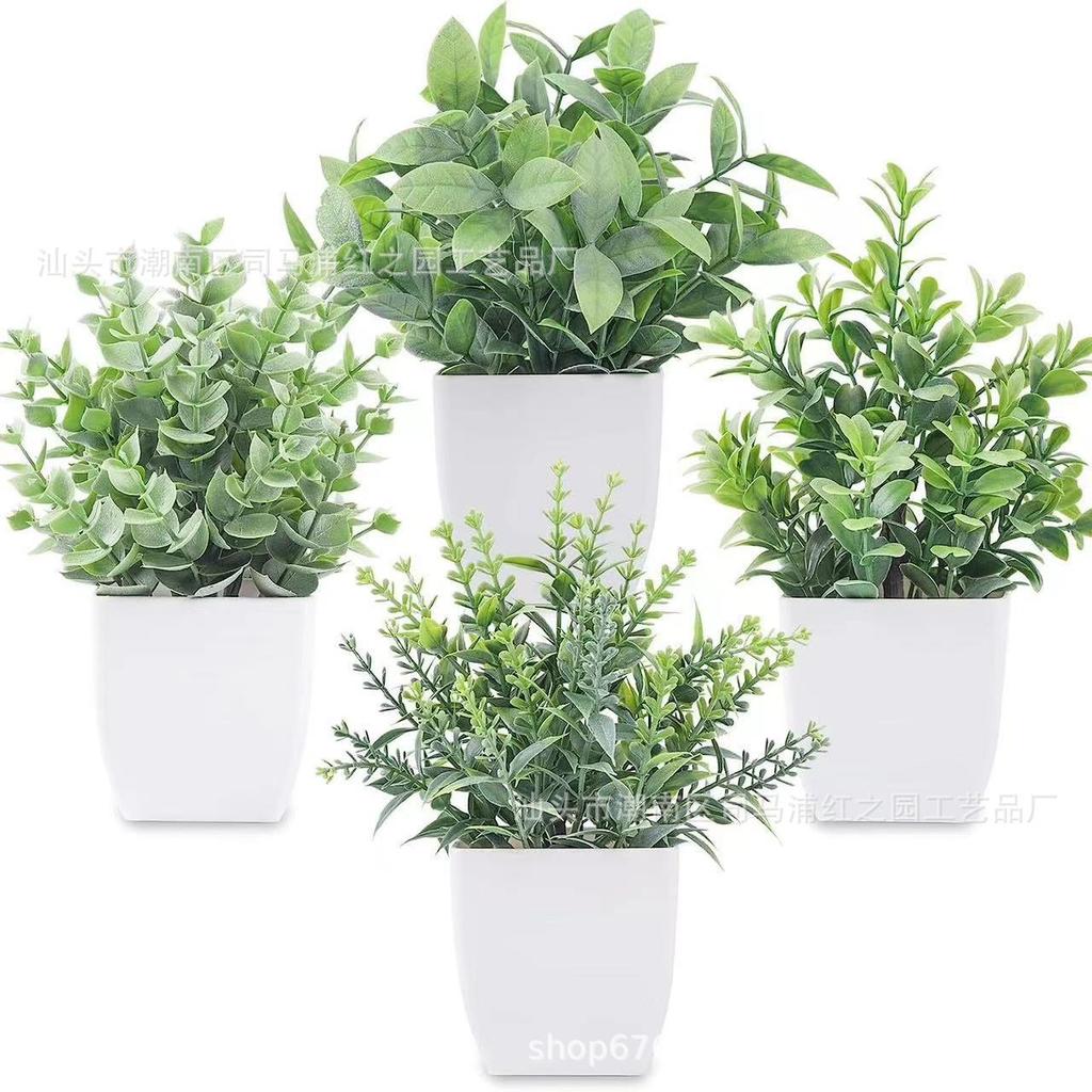 Simulated Green Plants, Frost-Hung Lavender, Potted Plants, Home Furnishing, Living Room Decoration Plastic, Small Bonsai, Eucalyptus Fake Plants