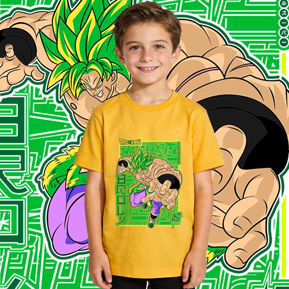 Dbs Broly Anime Print Cotton T Shirt for Boys and Girls Kids Casual Short Sleeve Tee Top Soft Breathable Summer Clothes