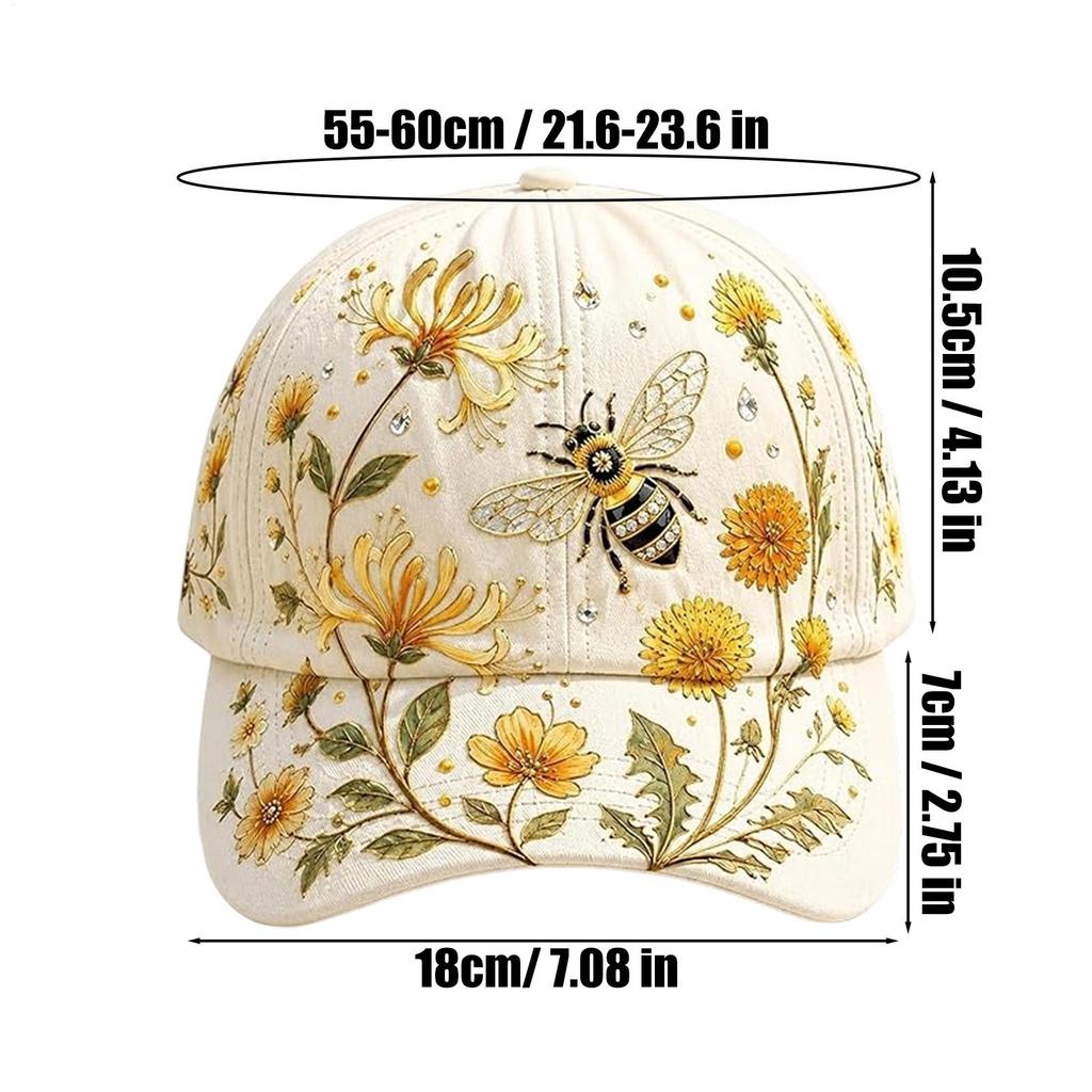 Baseball Hat Flower and Bird Print Adjustable Breathable Cotton Headgear Sun Hat Women for Summer Travel Outdoor Sports Running