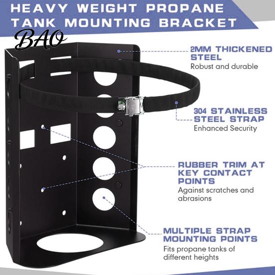 Truck Bed Tank Bracket Propane Mounting Bracket, Adjustable Stainless Steel Strap Design, Heavy Duty Rust Resistant Gas Bottle Holder for Outdoor