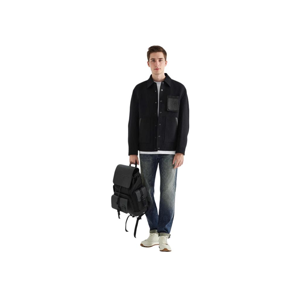 Karl Lagerfeld Outdoor Commuting Party Lapel Single-Breasted Long Sleeve Cotton Jacket Men Jackets Black K27O1400