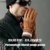 Winter Suede Gloves Outdoor Cycling Windproof Flip-Finger Touch Screen Gloves Men Winter Thickened Driving Gloves