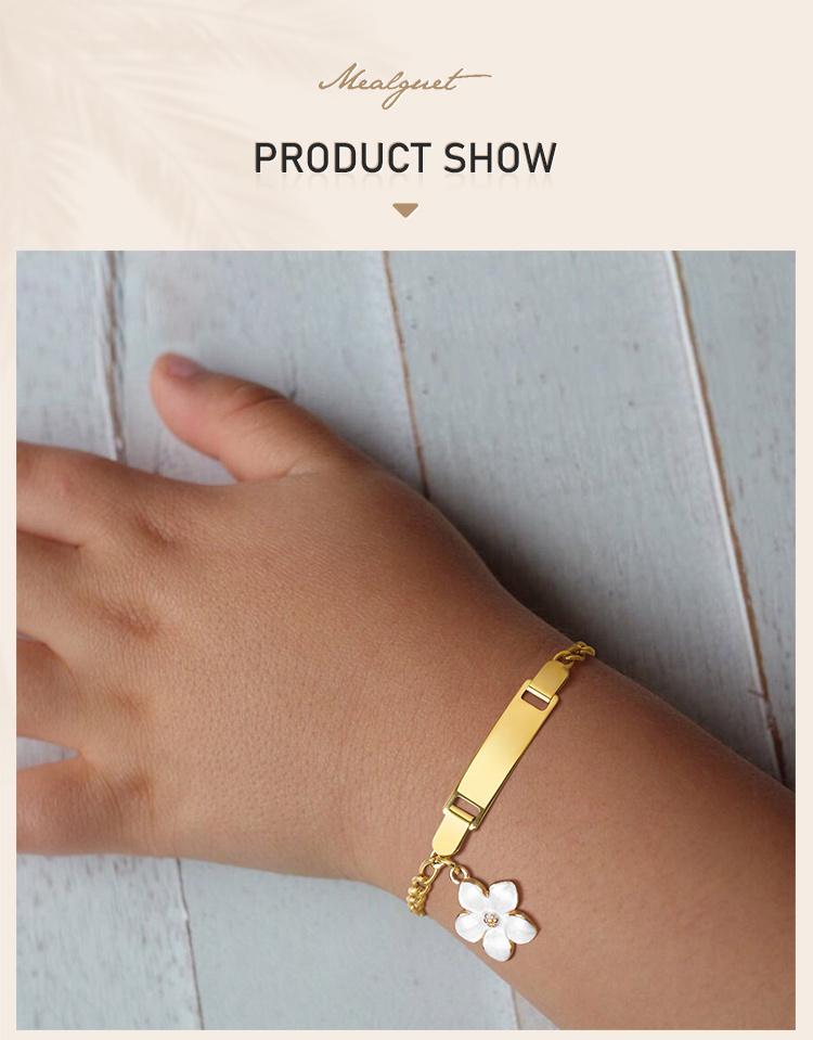 Pulseiras de Identificação com Nome Personalizado para Bebês Meninas, Aço Inoxidável Banhado a Ouro Antialérgico Pulseira Infantil com Gravação de Nome e Data de Nascimento