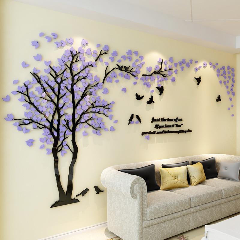 Adesivo da parete a specchio acrilico albero 3D decalcomanie arte fai da te TV sfondo poster da parete decorazione della casa camera da letto soggiorno adesivi
