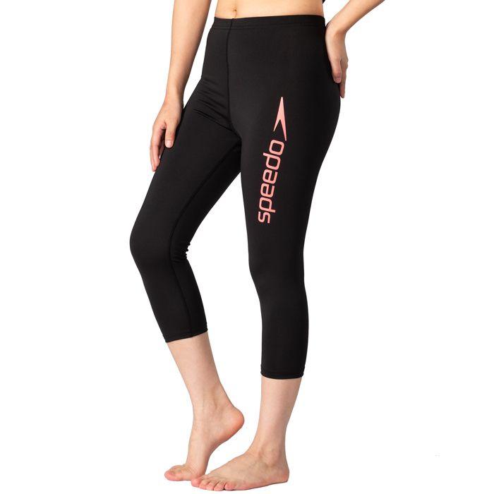Pantalon de bain 3/4 - SPEEDO - Noir/Rouge - Taille haute - UPF 50+ - Femme