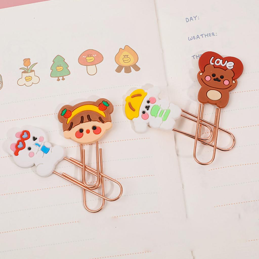 Bookmark Clips Cute Cartoon Pattern Metal Soft Rubber Light Portable Office Clips for Classification