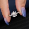 S925 Sterling Silver Flower Snowflake Zircon Ring for Women - Elegant French Design