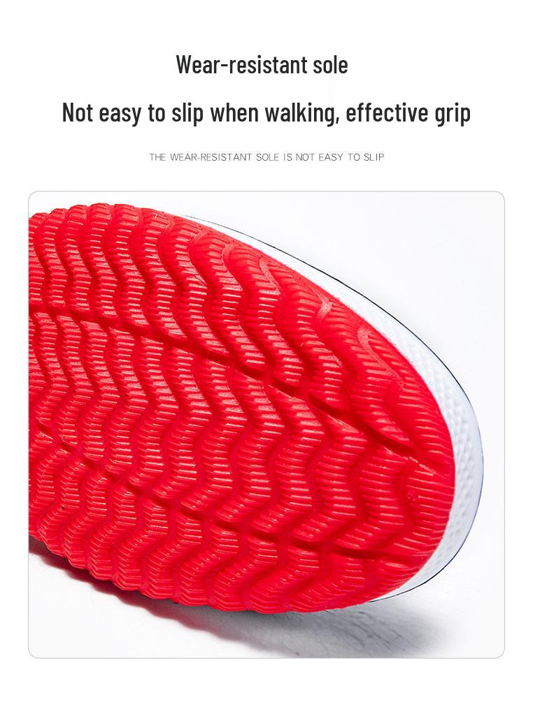 Men's Fashionable Low-Top Waterproof Rain Boots with Fleece Lining, Washable Flat Bottom, Mid-Calf, Ideal for Kitchen, Food Delivery, and Riding.