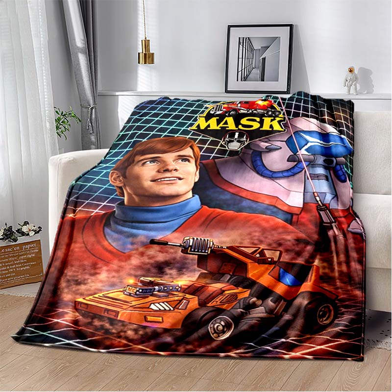 M.A.S.K. Retro 80s Cartoon Flannel Blanket, Soft Warm Throw Blanket for Bed Sofa, Vintage Action Series Bedding for Kids Adults