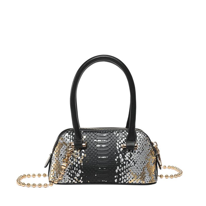 Bags women's bags fashionable retro shell bags 2025 new niche versatile snake pattern portable messenger small square bag