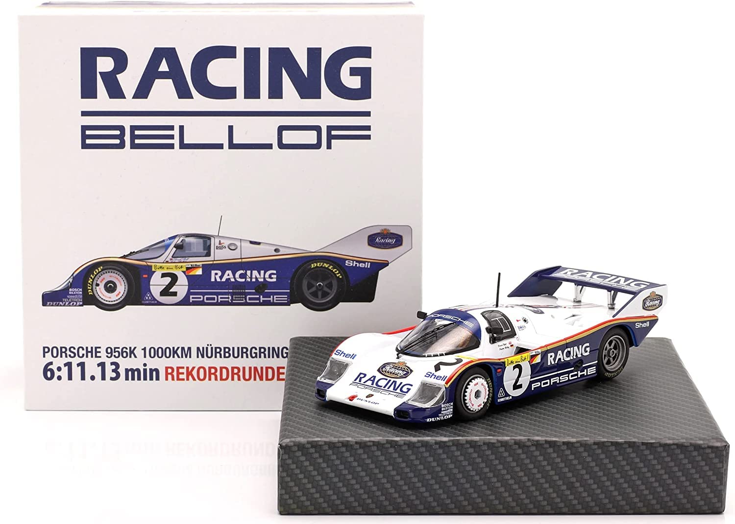

WERK83 Scale Diecast Model Porsche 956K Team Rothmans 1000km Lap Record 1983 Stefan Bell 1/43 Car Nürburgring Bellof/Derek [Used] синий