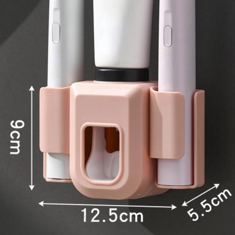 Toothbrush Holder Double Hole Wall Toothbrush Organizer Toothpaste Stand Toothpaste Squeezer Bathroom Accessories Baño Banheiro