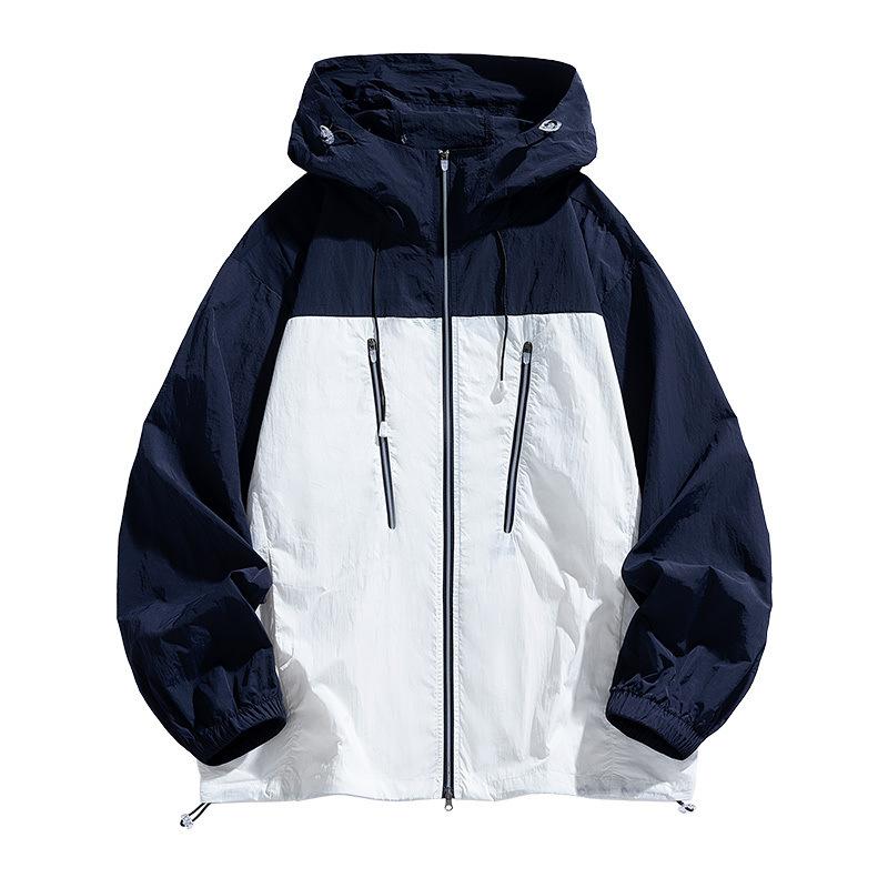 10D Nylon Zipper Explosion Men's and Women's Sunscreen Clothing Summer Hooded Fishing Clothing Men's Two Open Sunscreen Clothing
