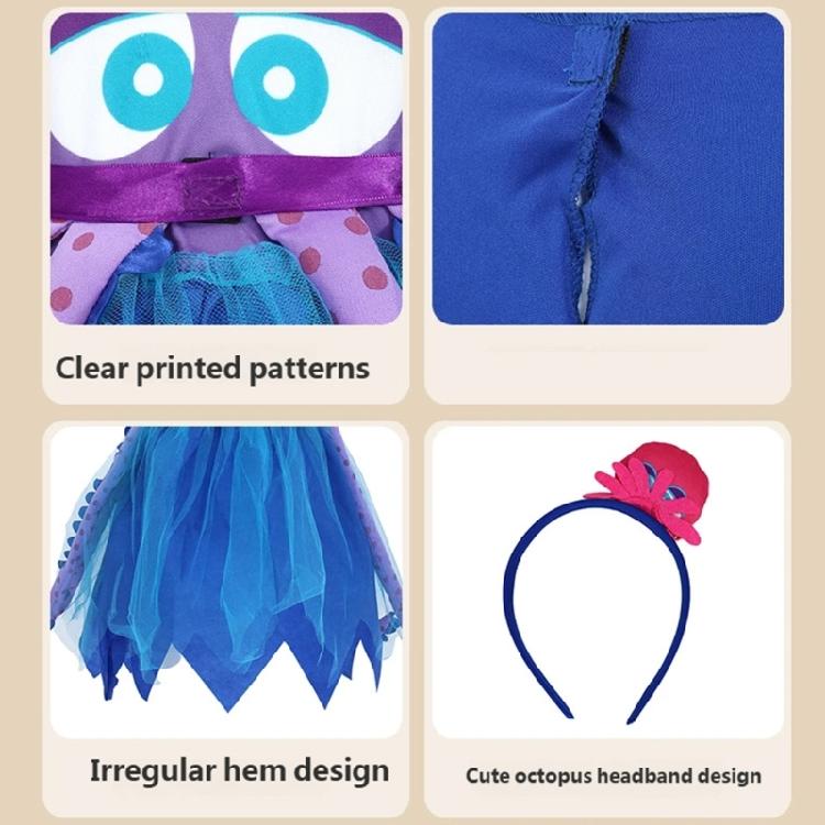 Fun and Creative Octopuses Outfit Set Adjustable Headband Skirt Costume Accessories for Theme Parties Comfortable Wear