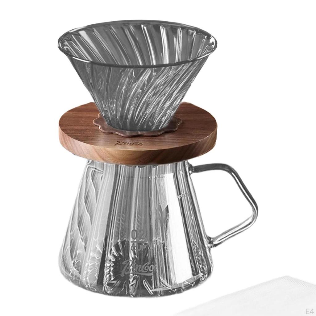 Pour over Coffee Maker 600ml Portable Glass Dripper for Camping Kitchen Cafe clear