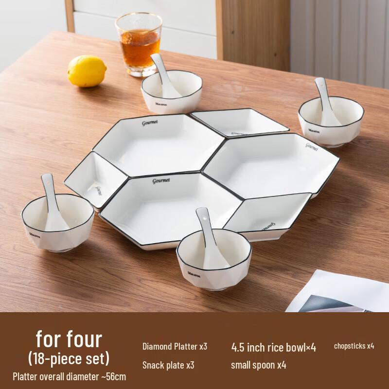 Nordic Black Line Ceramic Dinnerware Set