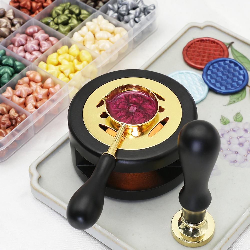 Creative Retro Wax Seal Stamp Set with Melting Furnace and Spoon for Students